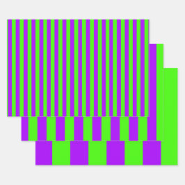 Electric Psychedelic Paarse en Harlequin Groen Inpakpapier Vel