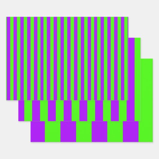 Electric Psychedelic Paarse en Harlequin Groen Inpakpapier Vel (Set)