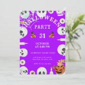 Electric Purple Classic Halloween Office Party Kaart (Staand voorkant)