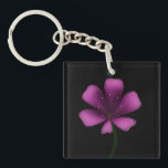 Electric Purple Glossy Bloom Moody Dark Botanical  Sleutelhanger<br><div class="desc">Illuminate your style with this electric purple glossy bloom. Featuring a vibrant magenta palette and high-shine digital finish, this floral illustration stands out with sharp, clean lines and a moody black background. Perfect for fans of modern botanical art, vaporwave aesthetics, and dark garden decor. This striking violet blossom is designed...</div>
