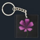 Electric Purple Glossy Bloom Moody Dark Botanical  Sleutelhanger<br><div class="desc">Illuminate your style with this electric purple glossy bloom. Featuring a vibrant magenta palette and high-shine digital finish, this floral illustration stands out with sharp, clean lines and a moody black background. Perfect for fans of modern botanical art, vaporwave aesthetics, and dark garden decor. This striking violet blossom is designed...</div>