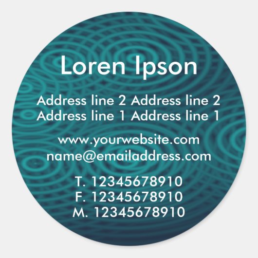 Electric Rain Dark Turquoise Business / Profile Ronde Sticker (Voorkant)