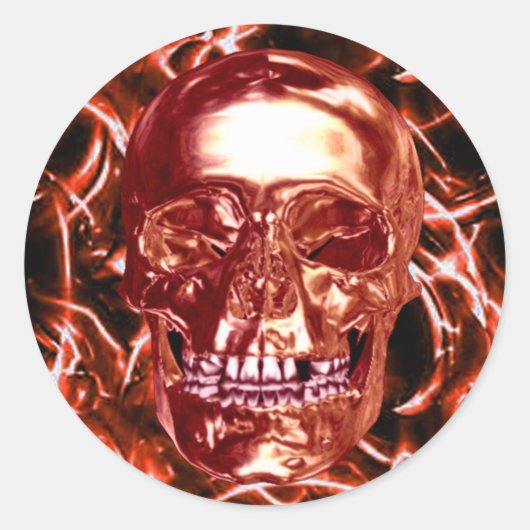 Electric Red Chrome Skull Stickers (Voorkant)