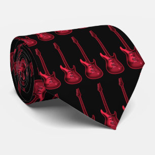 Electric Red Guitar ~ Rock Music Necktie Stropdas