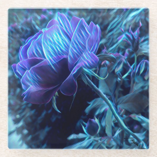 Electric Roos Tuin Glas Onderzetter (Voorkant)