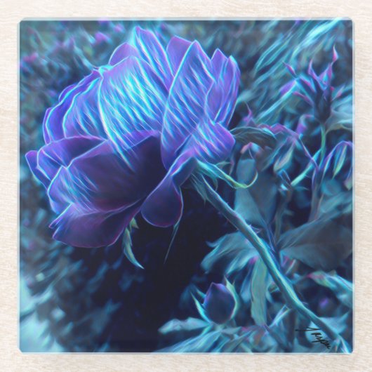 Electric Roos Tuin Glazen Onderzetter (Voorkant)