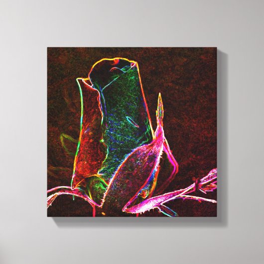 Electric Rosebud Abstract Bloemenkunst Canvas Afdruk (Voorkant)