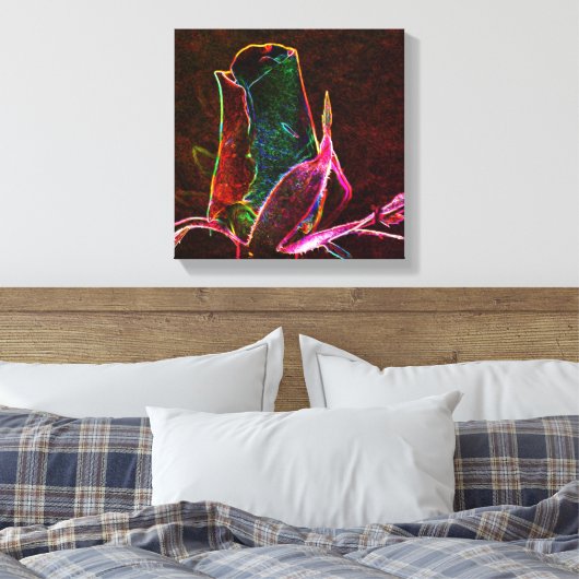 Electric Rosebud Abstract Bloemenkunst Canvas Afdruk (Insitu (Slaapkamer))