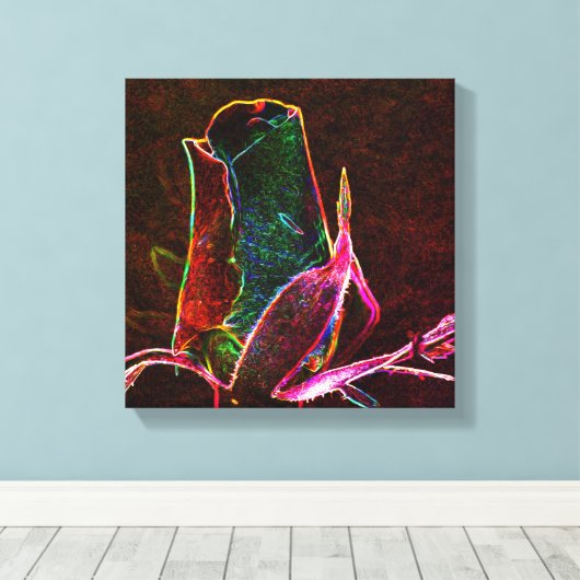 Electric Rosebud Abstract Bloemenkunst Canvas Afdruk (Insitu (Houten vloer))