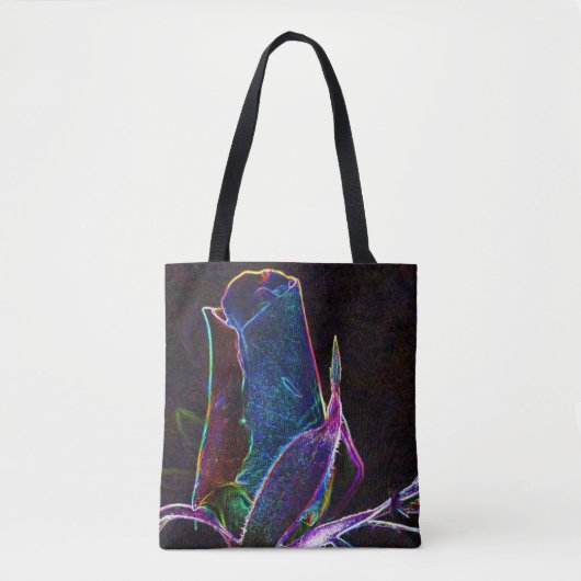Electric Rosebud Abstract Bloemenkunst Tote Bag (Voorkant)