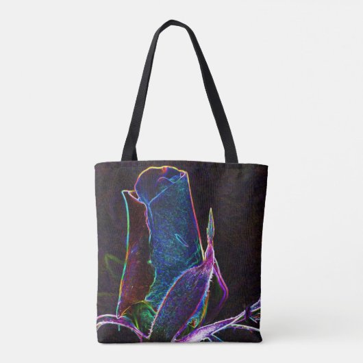 Electric Rosebud Abstract Bloemenkunst Tote Bag (Achterkant)