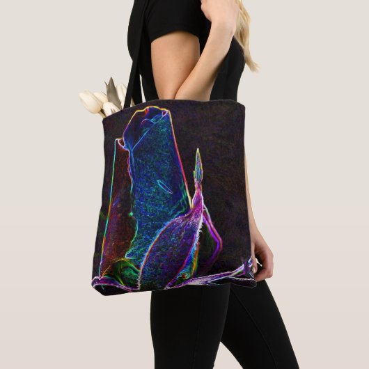 Electric Rosebud Abstract Bloemenkunst Tote Bag (Dichtbij)