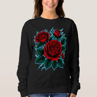 Electric Roses | Red Rose & Lightning Bolt Graphic Trui