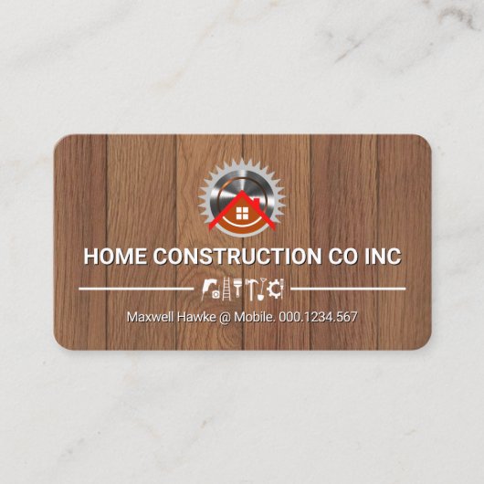 Electric Saw Home On Wood Handyman Tools Visitekaartje (Voorkant)