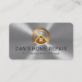 Electric Saw Rooftop On Silver Metallic Layer Visitekaartje (Voorkant)