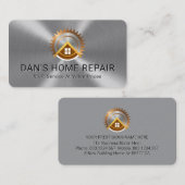 Electric Saw Rooftop On Silver Metallic Layer Visitekaartje (Voorkant / Achterkant)