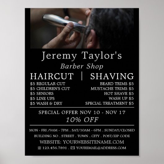 Electric Shave, Mannen Barbers Adverteren Poster (Voorkant)