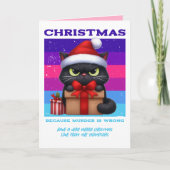 Electric Snowstorm Funny Cat Retro Christmas Photo Feestdagen Kaart (Voorkant)