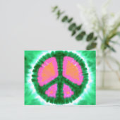 Electric Stropdas-Dye Peace Sign Briefkaart (Staand voorkant)