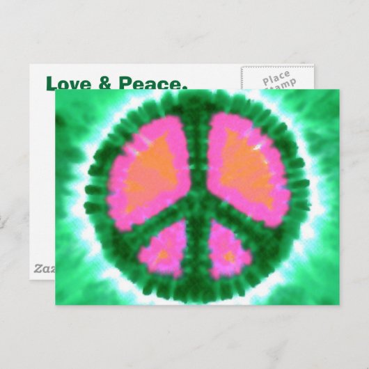 Electric Stropdas-Dye Peace Sign Briefkaart (Voorkant / Achterkant)