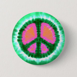 Electric Stropdas-Dye Peace Sign Ronde Button 5,7 Cm