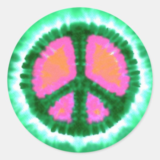 Electric Stropdas-Dye Peace Sign Ronde Sticker (Voorkant)