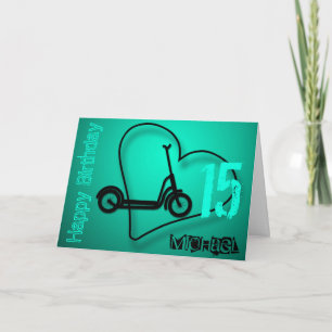 Electric Trotinette 15th Birthday name Card Kaart