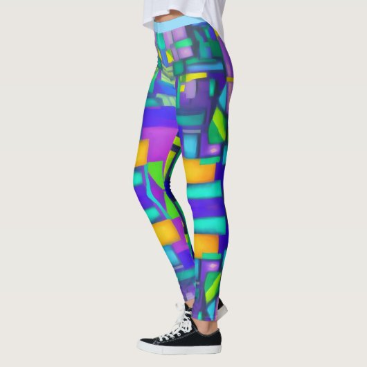 Electric Vibes Dreams Stylish Vintage Abstract Art Leggings (Links)