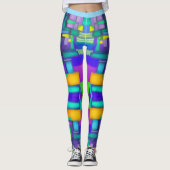 Electric Vibes Dreams Stylish Vintage Abstract Art Leggings (Voorkant)