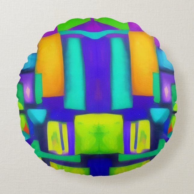 Electric Vibes droomt van stijlvolle  Abstracte ku Rond Kussen (Voorkant)