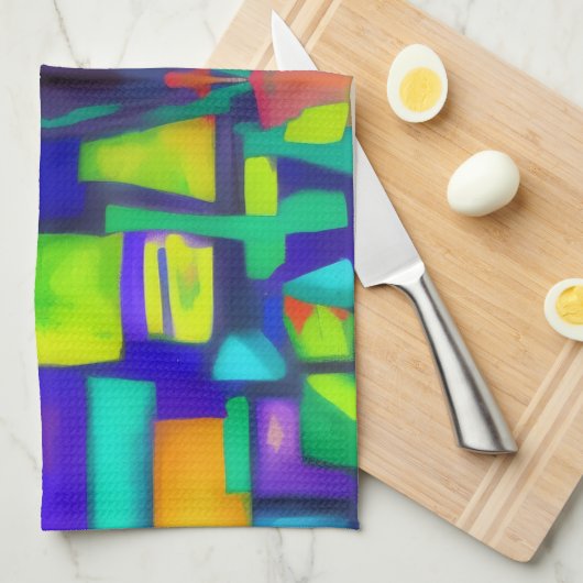 Electric Vibes droomt van stijlvolle Abstracte ku Theedoek (Quarter Fold)