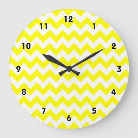 Electric Yellow Chevron Grote Klok (Voorkant)