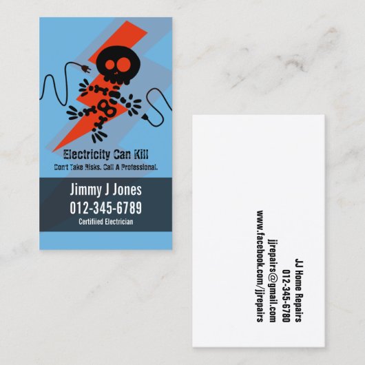 Electric Zap Home Reparaties Blauw Visitekaartje (Voorkant / Achterkant)