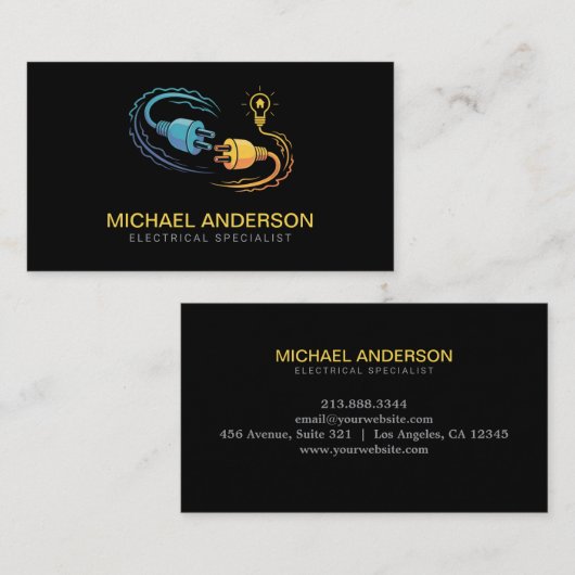 Electrical Contractor Electrician Professional Visitekaartje (Voorkant / Achterkant)