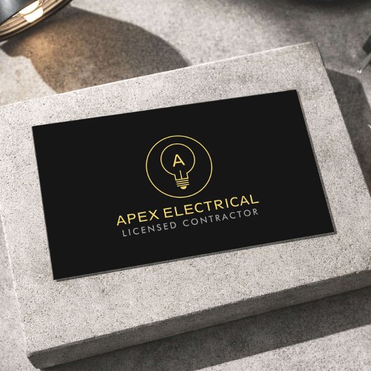 Electrical Contractor Light Bulb Logo Black Visitekaartje