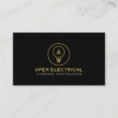 Electrical Contractor Light Bulb Logo Black Visitekaartje (Voorkant)