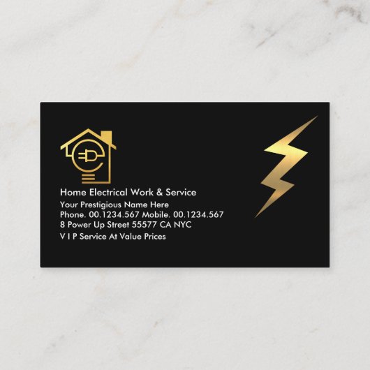Electrical Current Powers Electrician Visitekaartje (Achterkant)