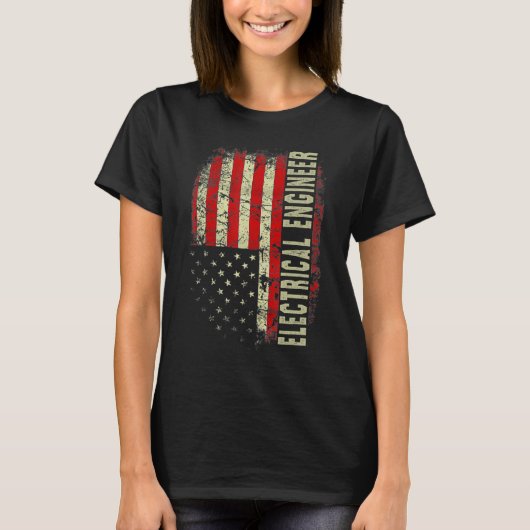 Electrical Engineer 4th July US Flag Patriotic Eng T-shirt (Voorkant)