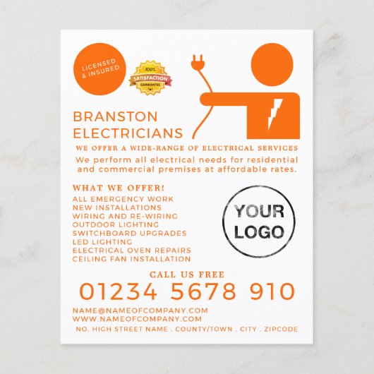 Electrical Man, Electrician Advertising Flyer (Voorkant)