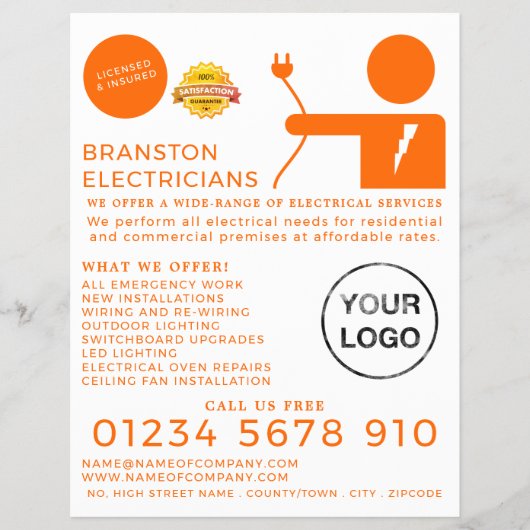 Electrical Man, Electrician Advertising Flyer (Voorkant)