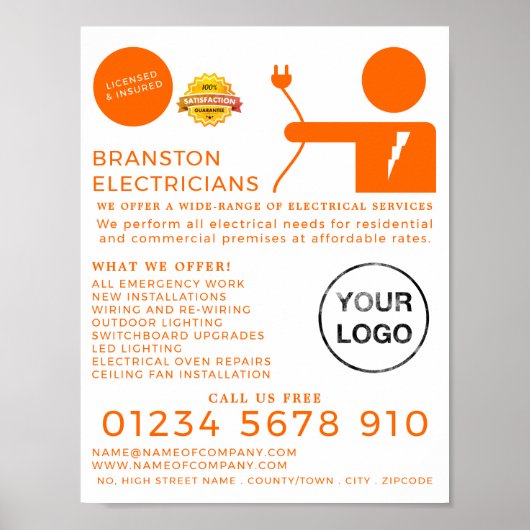 Electrical Man, Electrician Advertising Poster (Voorkant)