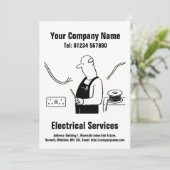 Electrical Services Cartoon Design Kaart (Staand voorkant)