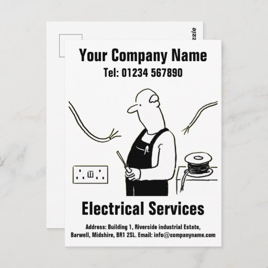 Electrical Services Cartoon om te personaliseren Briefkaart (Voorkant / Achterkant)