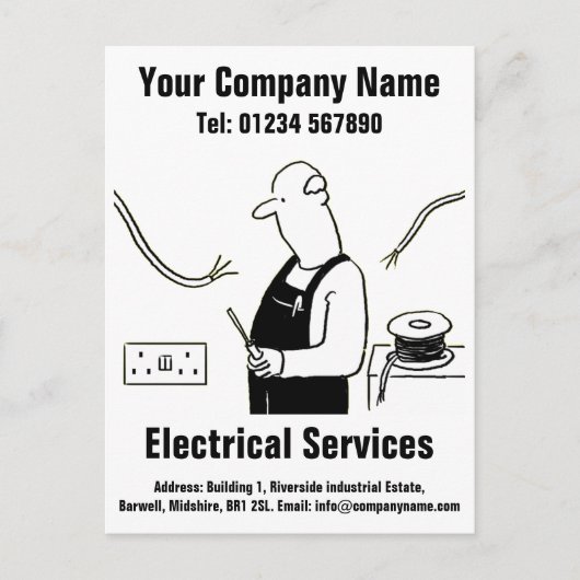 Electrical Services Cartoon om te personaliseren Briefkaart (Voorkant)