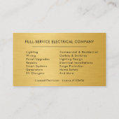 Electrical Services Electrician Gold Metallic Visitekaartje (Achterkant)