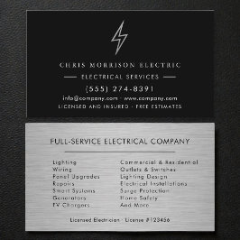 Electrical Services Electrician Silver Metallic Visitekaartje
