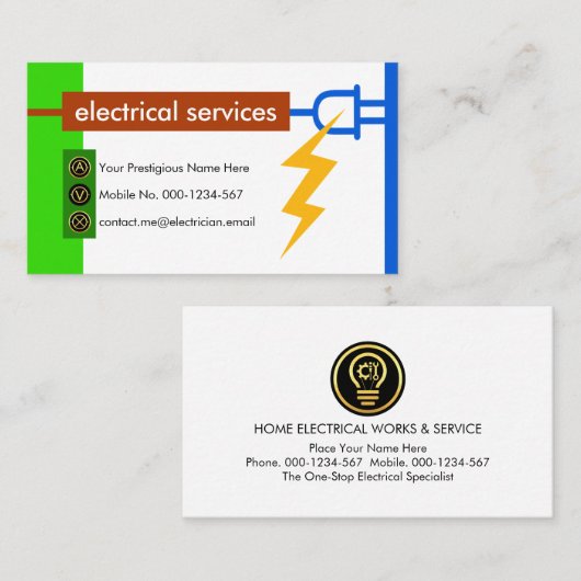 Electrical Wire Colors Power Plug Visitekaartje (Voorkant / Achterkant)