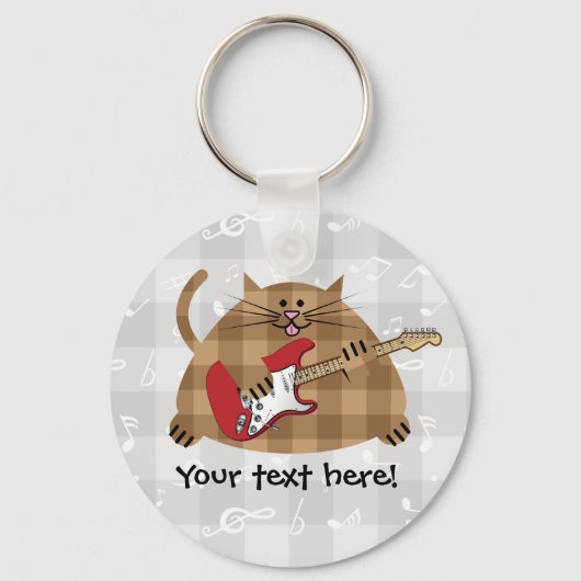 Electricat - Electric Guitar Kat Musician Sleutelhanger (Voorkant)