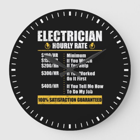 Electrice Hourly Rate Funny Lineman Dad Retro Grote Klok (Voorkant)