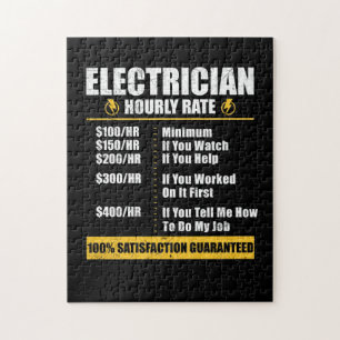 Electrice Hourly Rate Funny Lineman Dad Retro Legpuzzel